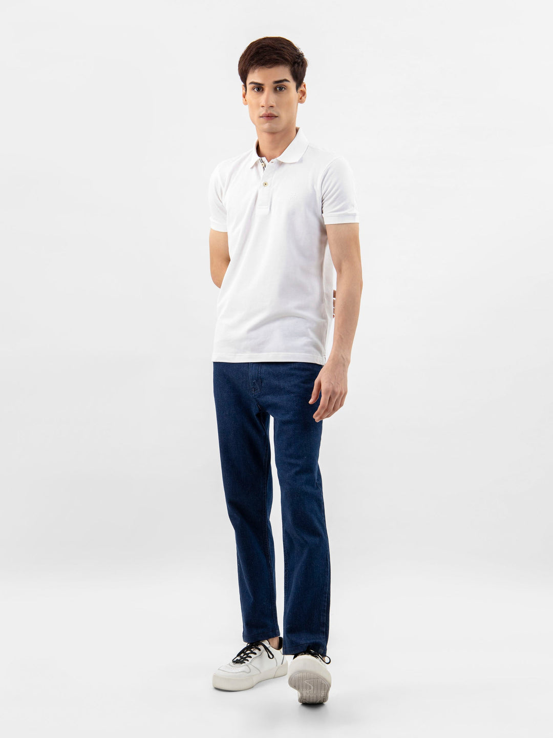 Brumano  Solids Cotton Polo White 100% Cotton Basic Polo