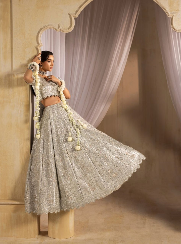 Tehwaar by Anayra Amal RTW Embroidered Lama Tissue 3 Piece Suit Chandi Wedding Collection