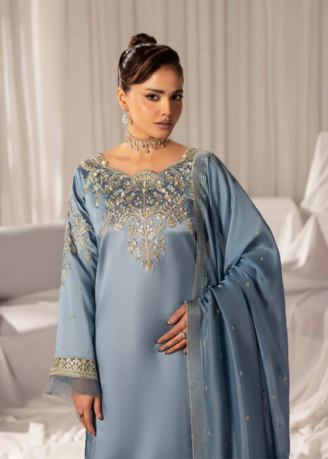 Celeste by Jamni RTW Embroidered  Sheesha Silk 3 Piece Suit RAINDROP Festive Collection