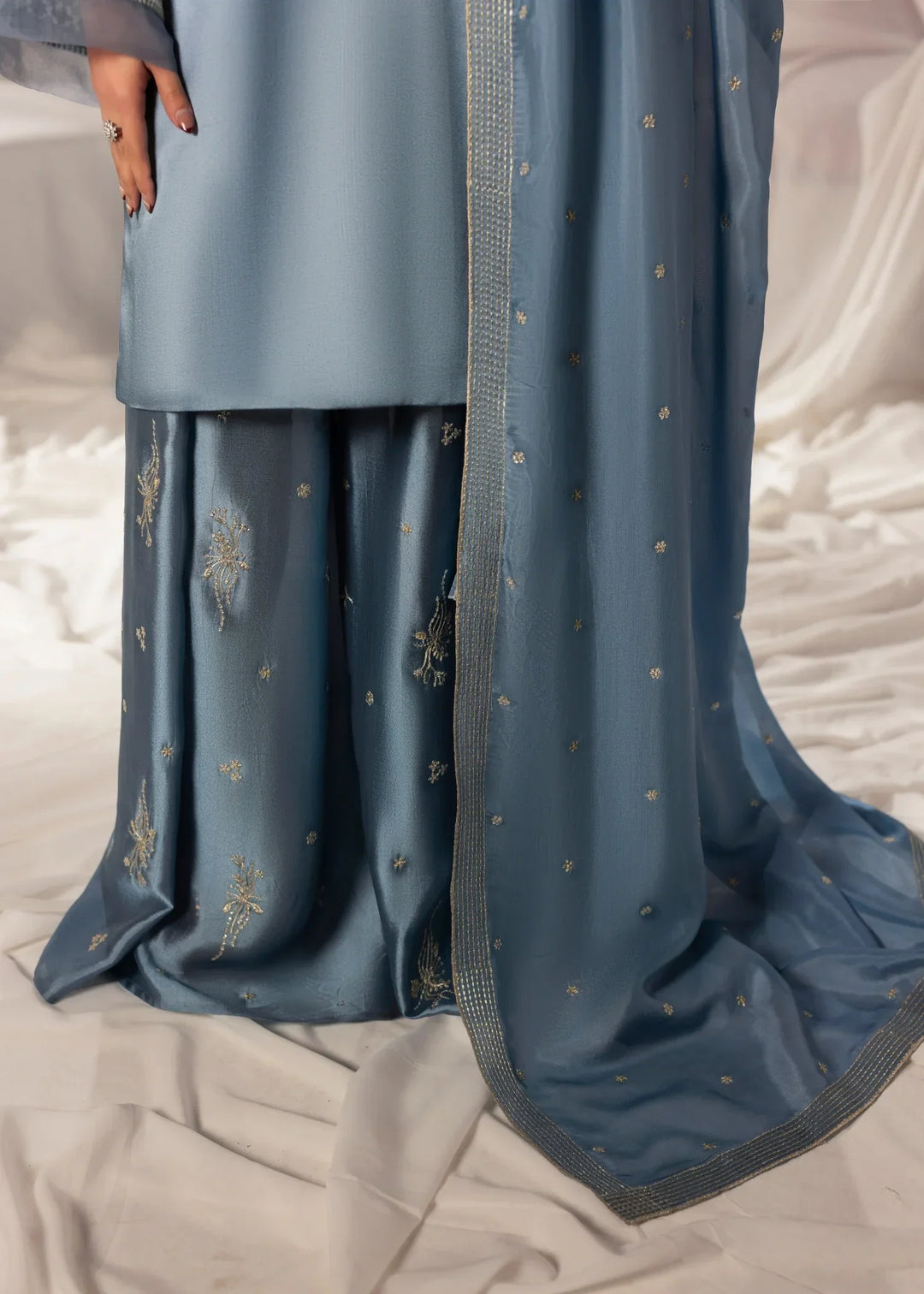 Celeste by Jamni RTW Embroidered  Sheesha Silk 3 Piece Suit RAINDROP Festive Collection