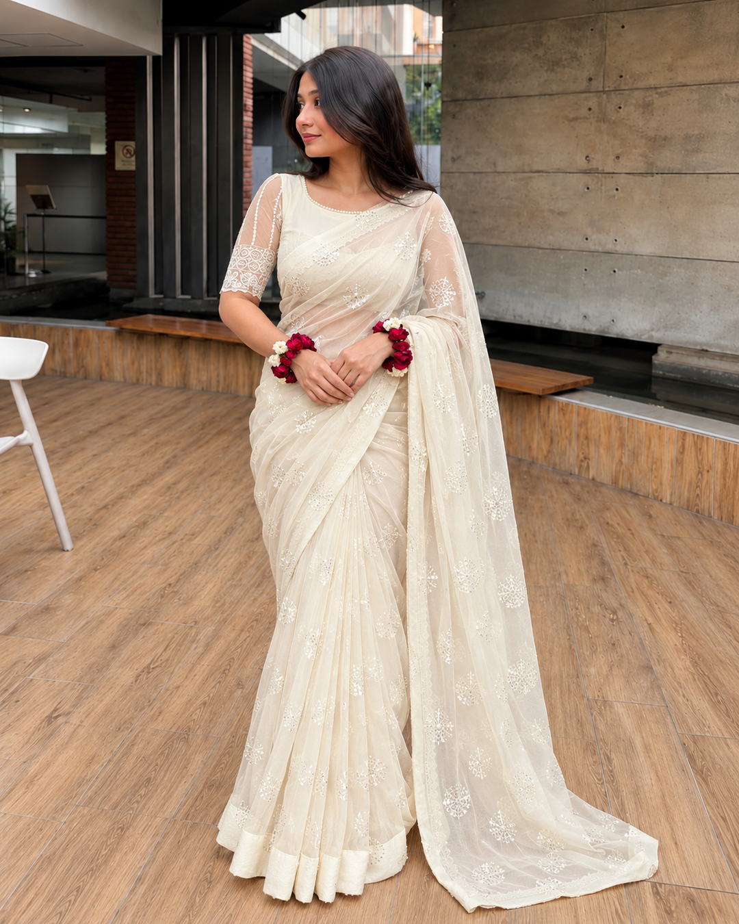Luxe by Imran Aftab Unstitched Embroidered Organza Saree Suit IASC 28 - Festive Collection