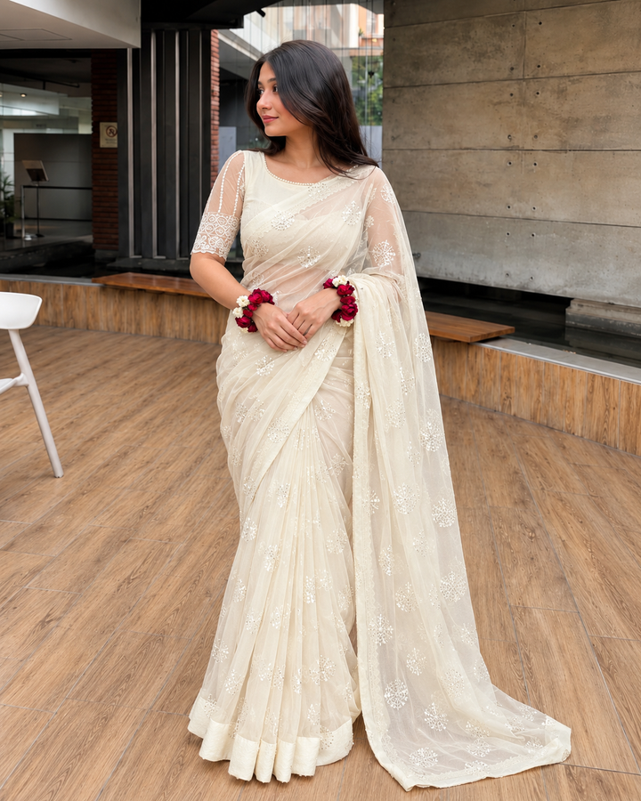 Luxe by Imran Aftab Unstitched Embroidered Organza Saree Suit IASC 28 - Festive Collection
