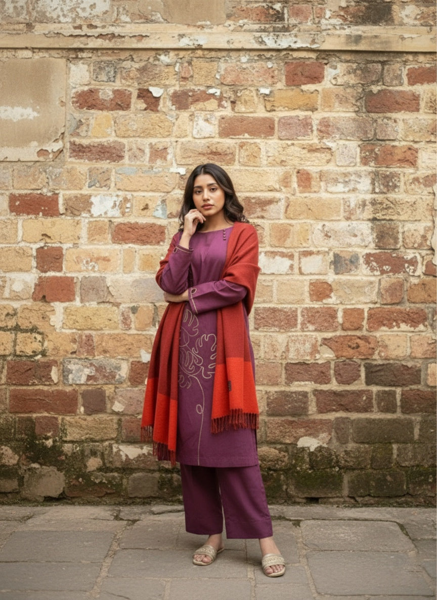Syah Women RTW Embroidered Khaddar 2 Piece Suit Laila - Casual Collection