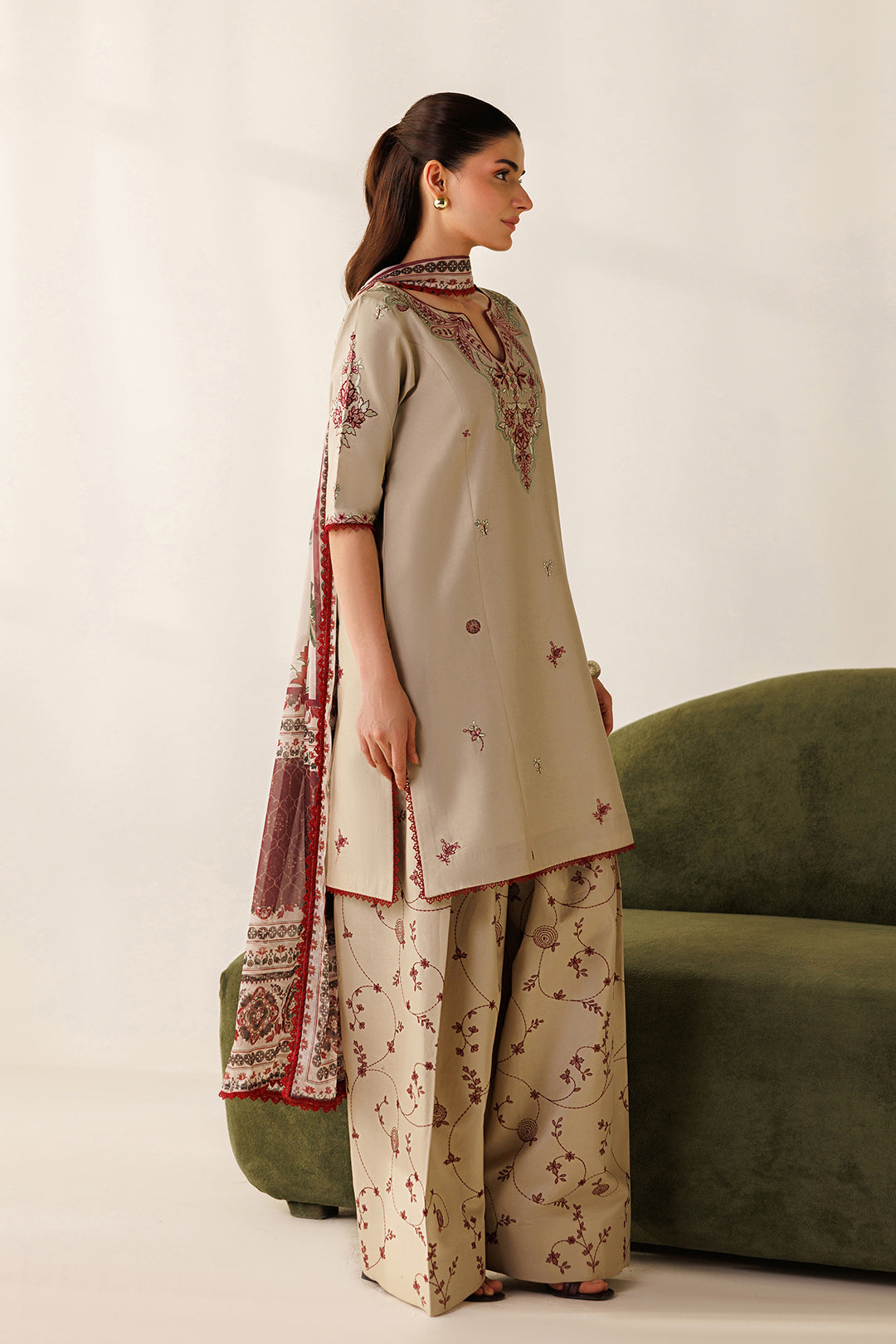 Mistfall by Panache Apparel RTW Embroidered Cotton 3 Piece Suit liora Eid Collection