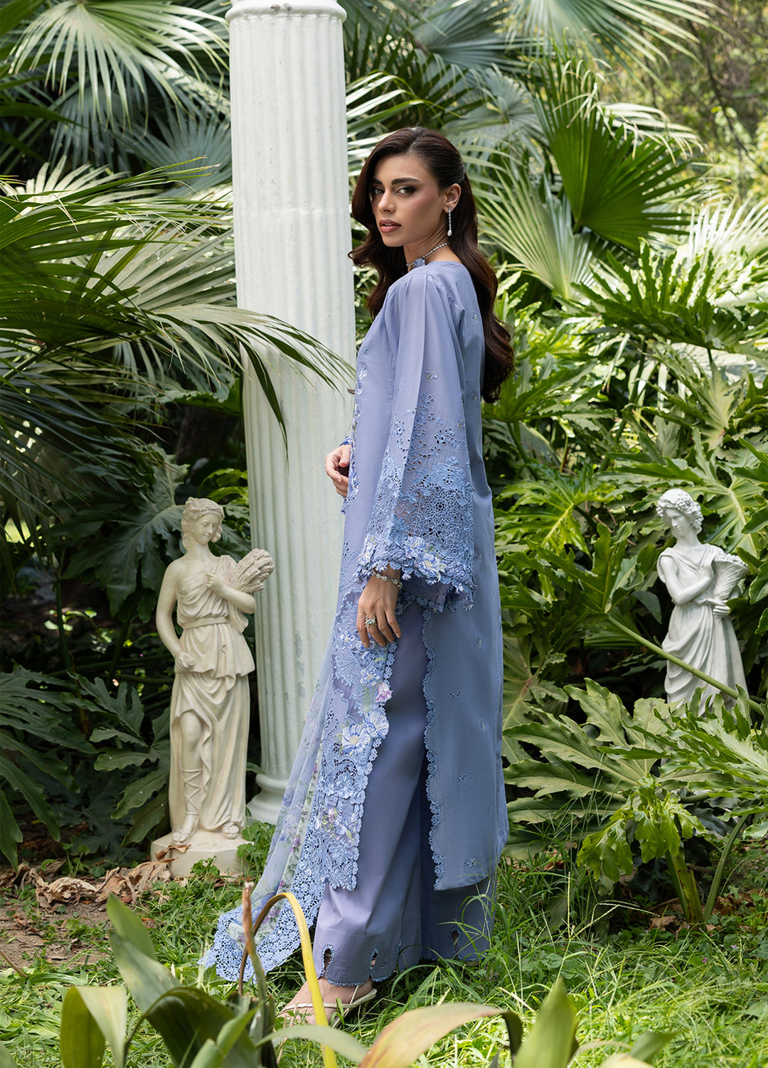 Elaf Premium Unstitched Embroidered Lawn 3 Piece Suit EL26ULF Lavender Luxe ELQ-2B - Festive Collection