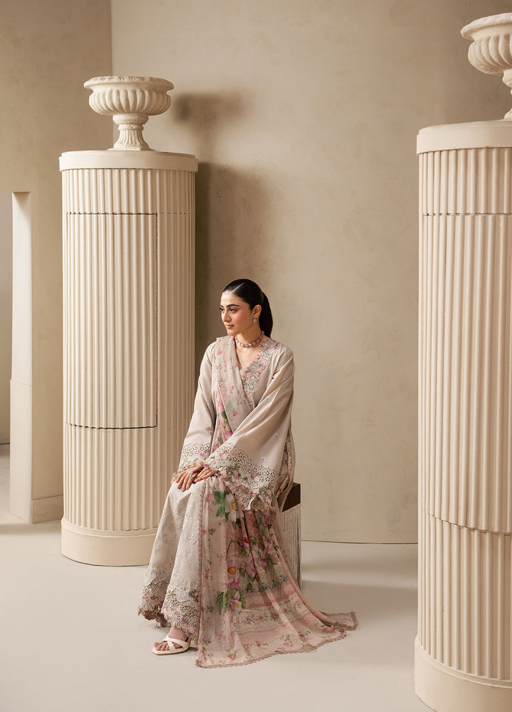 E-Craft by Elaf Unstitched Embroidered Lawn 3 Piece Suit EHC-6B Clay - Casual Collection