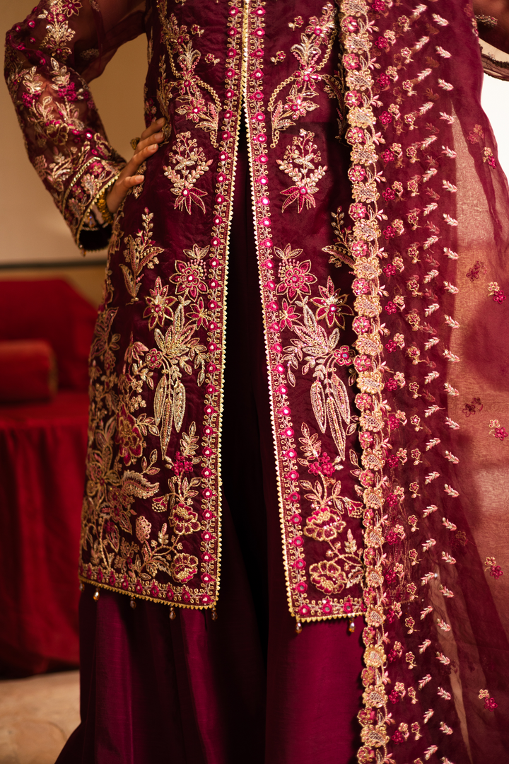 Waresha Women RTW Embroidered Organza 3 Piece Suit MW 01 - Festive Collection