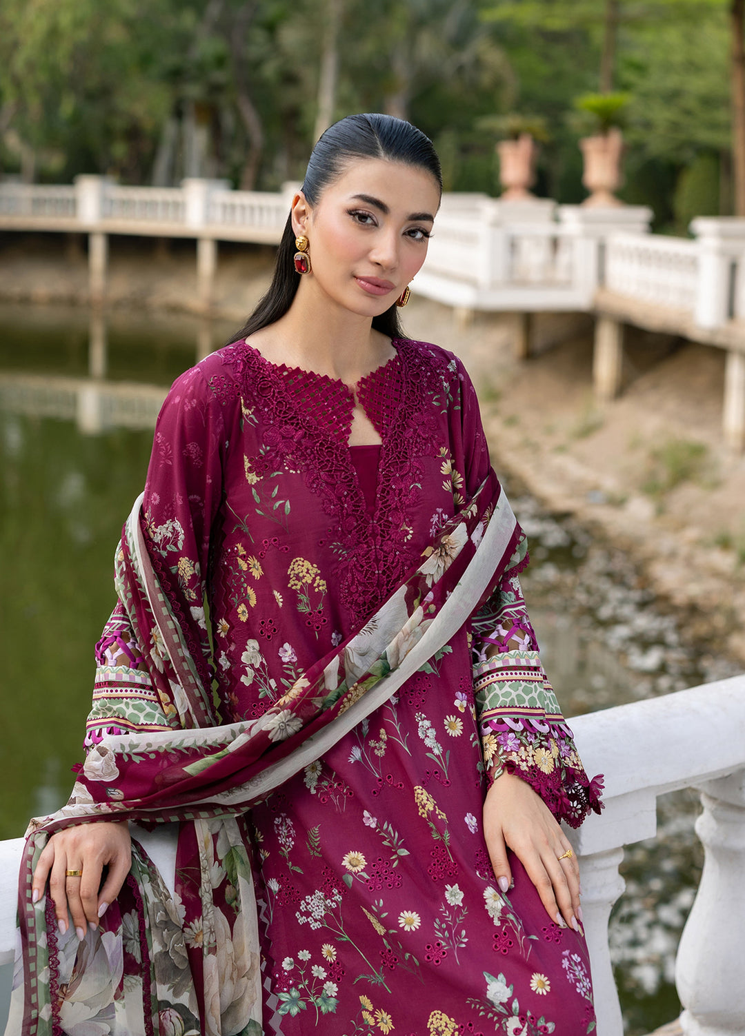Signature by Elaf Unstitched Embroidered Lawn 3 Piece Suit EL26USLE Nora ESG-2A - Eid Collection