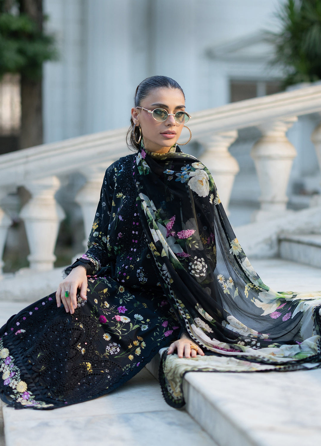 Signature by Elaf Unstitched Embroidered Lawn 3 Piece Suit EL26USLE Sasha ESG-2B - Eid Collection