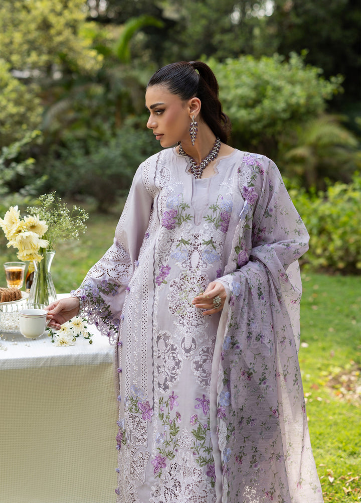 Elaf Premium Unstitched Embroidered Lawn 3 Piece Suit EL26ULF Pure Plum ELQ-4B - Festive Collection
