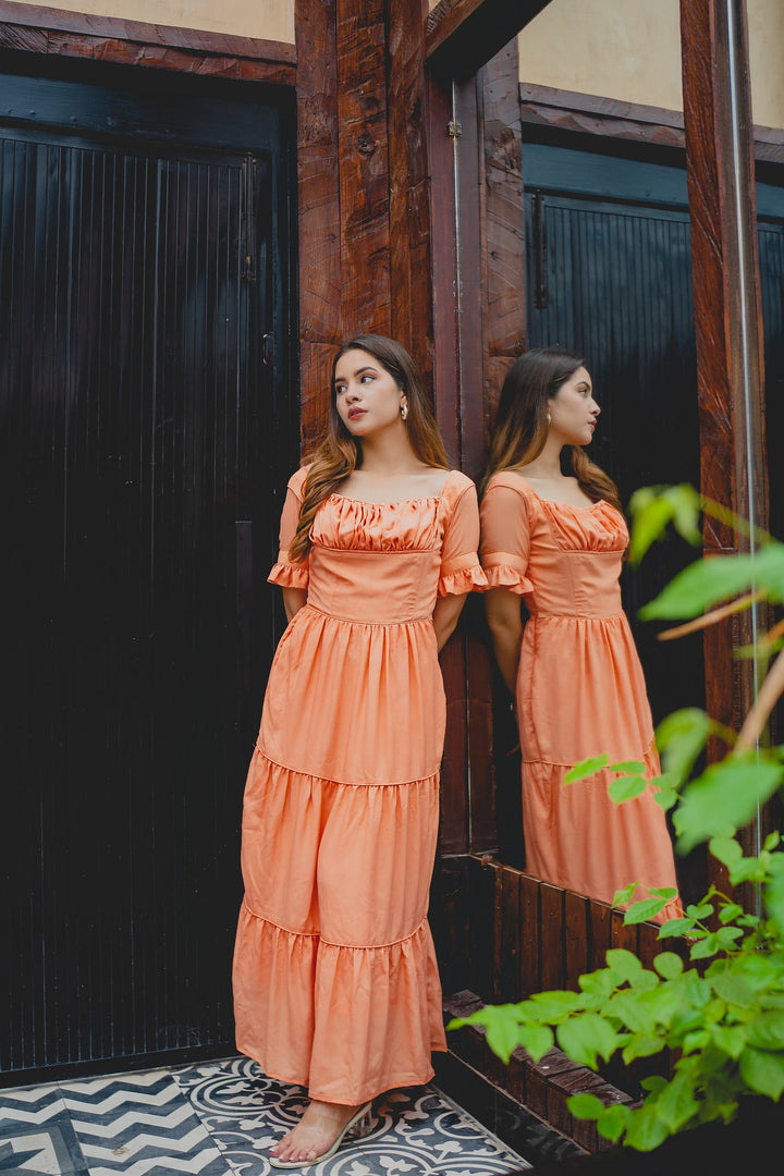 Syah Women RTW Solids Georgette 1 Piece Peach - Festive Collection