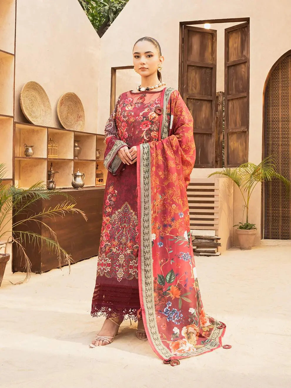 Dastaan by Menaal Unstitched Printed Lawn 3 Piece Suit ML26ULS DP-01B - Festive Collection