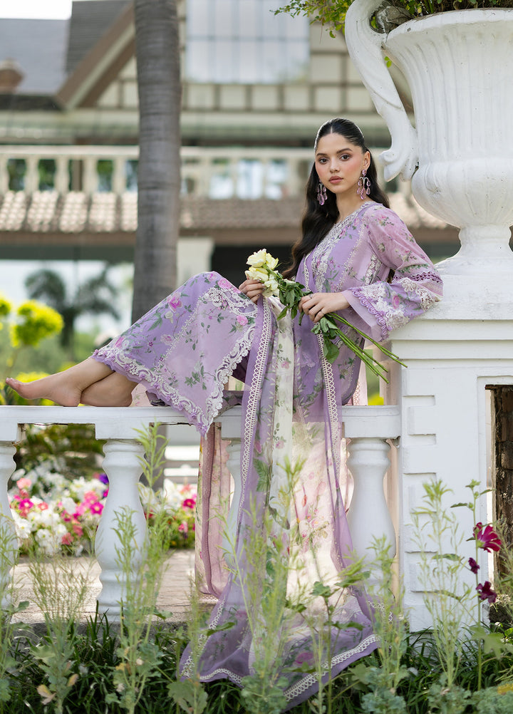 Signature by Elaf Unstitched Embroidered Lawn 3 Piece Suit EL26USLE Bianca ESG-1B - Eid Collection