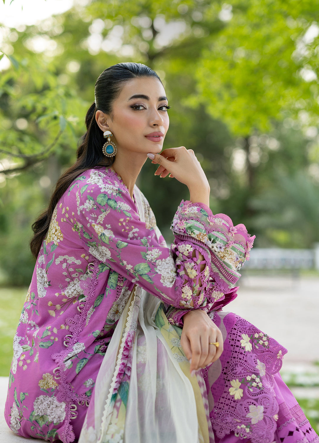 Signature by Elaf Unstitched Embroidered Lawn 3 Piece Suit EL26USLE Kiara ESG-7B - Eid Collection