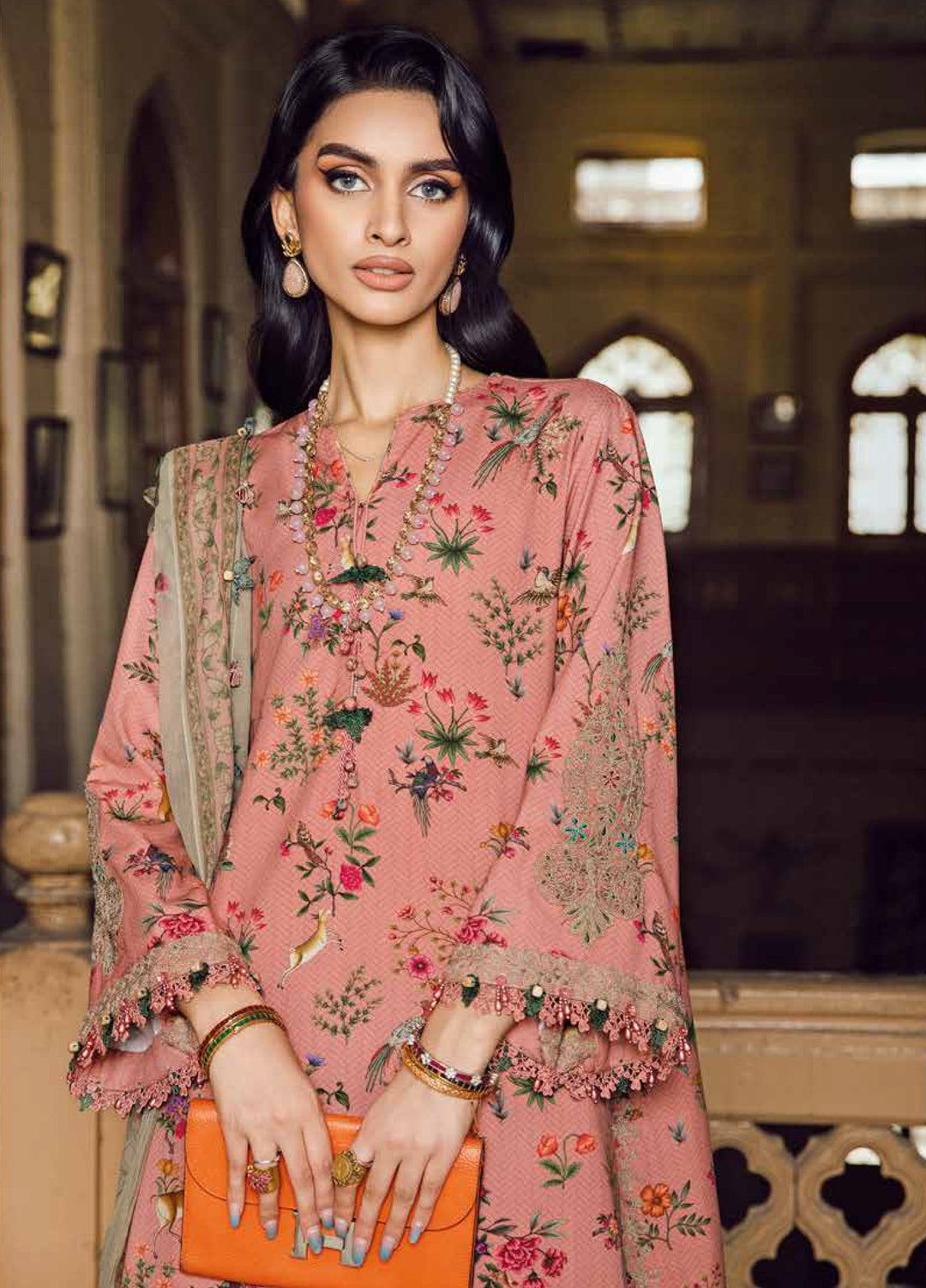 M Prints by Maria B Embroidered  Suits Unstitched 3 Piece MB25FE D-7A - Winter Collection