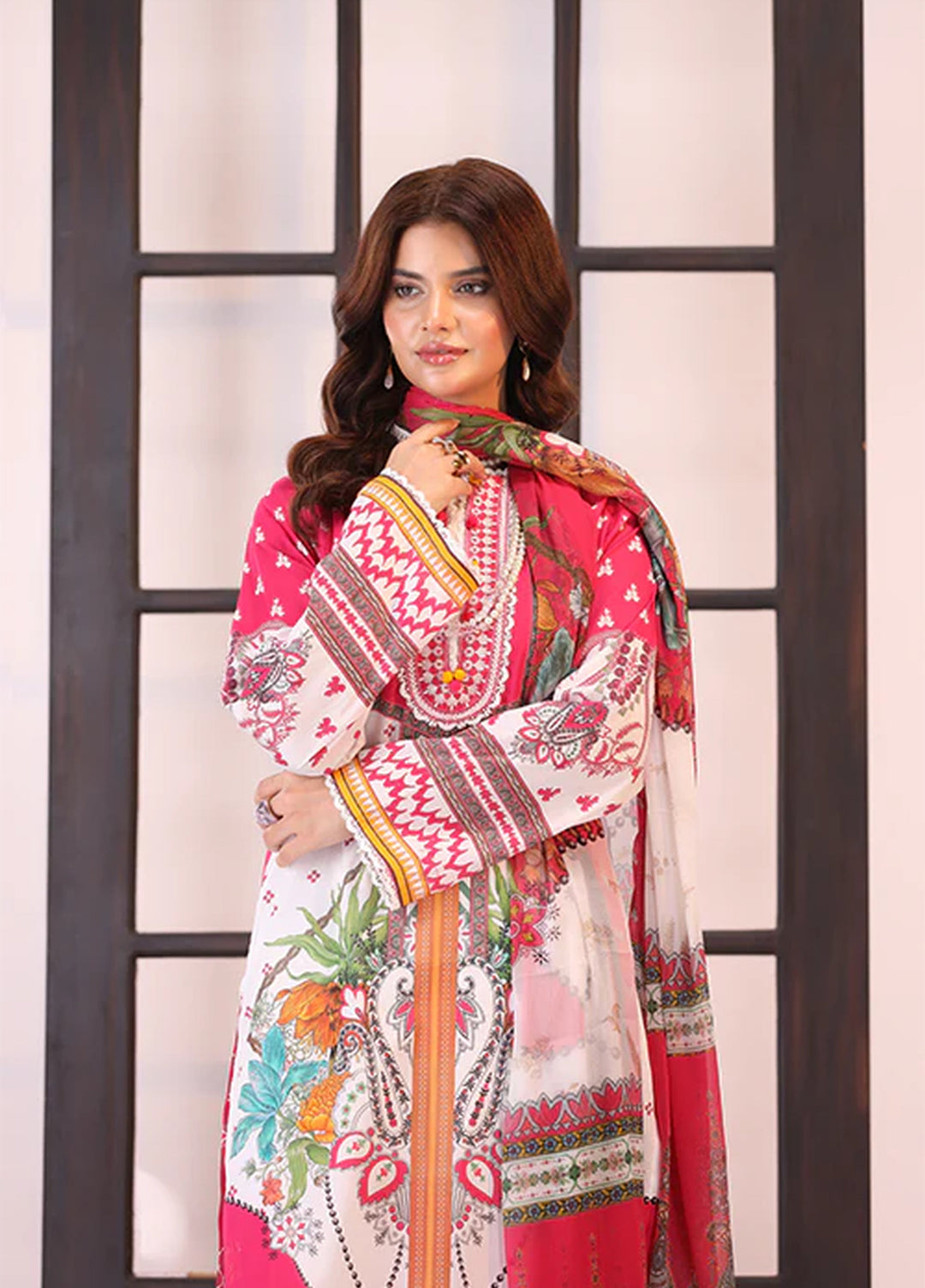 La Elise Women Unstitched Embroidered Lawn 3 Piece Suit 0001207 Sarah - Festive Collection