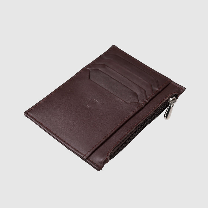 Lafanzo Unisex Leather Regal Zip Card Case Maroon - Accessories Collection