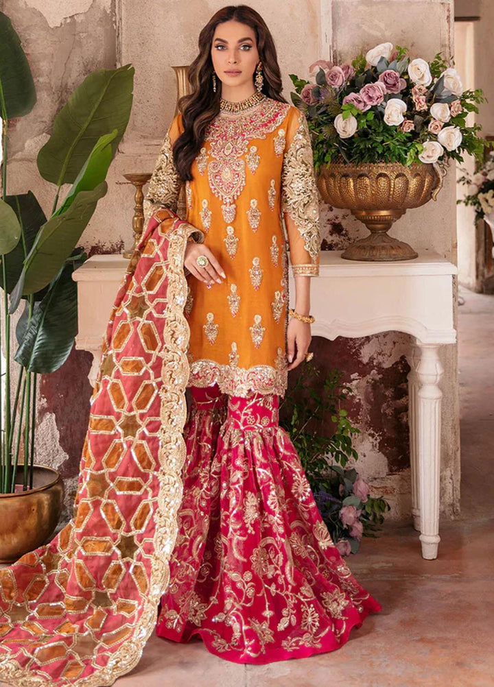 Aangan by Imrozia Premium Embroidered Net Suits Unstitched 3 Piece IMP22A IB-23 Gul-e-Rana - Bridal Collection