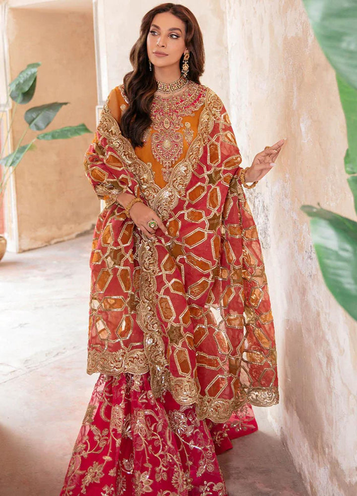 Aangan by Imrozia Premium Embroidered Net Suits Unstitched 3 Piece IMP22A IB-23 Gul-e-Rana - Bridal Collection