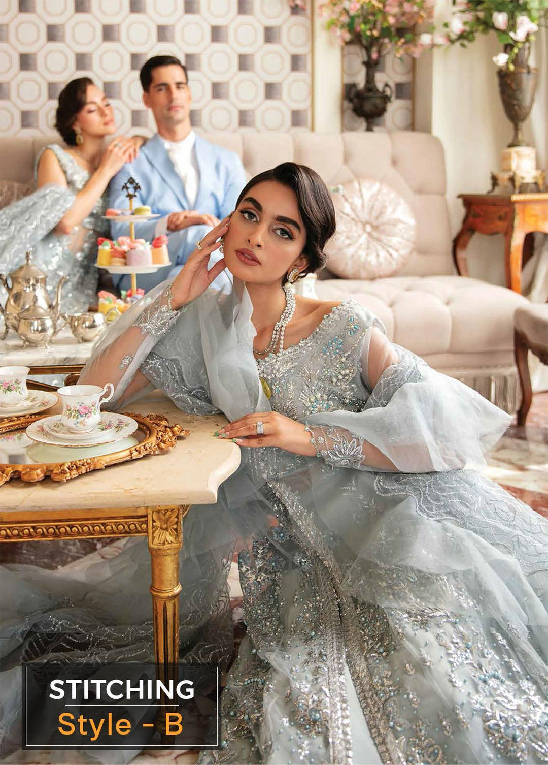 Serendipity by Mushq Embroidered Net Suits Unstitched 4 Piece MQ22S TDL22-08 Sabine - Luxury Wedding Collection