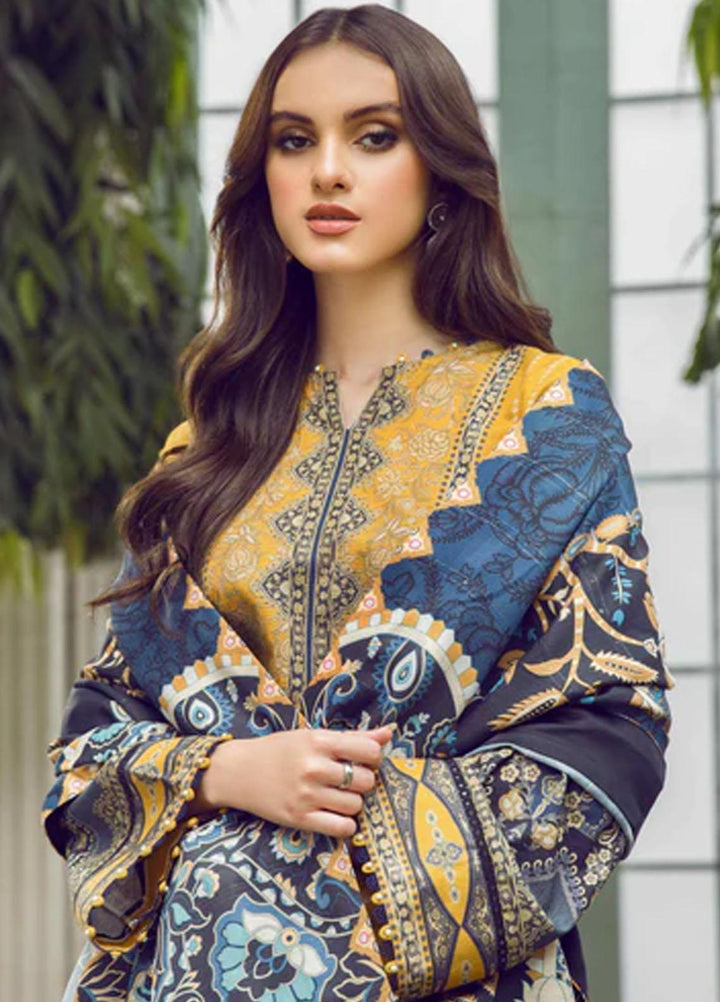 Winter Blossoms By Seran Embroidered Khaddar Suits Unstitched 3 Piece SRN22WB 03 Marigold - Winter Collection