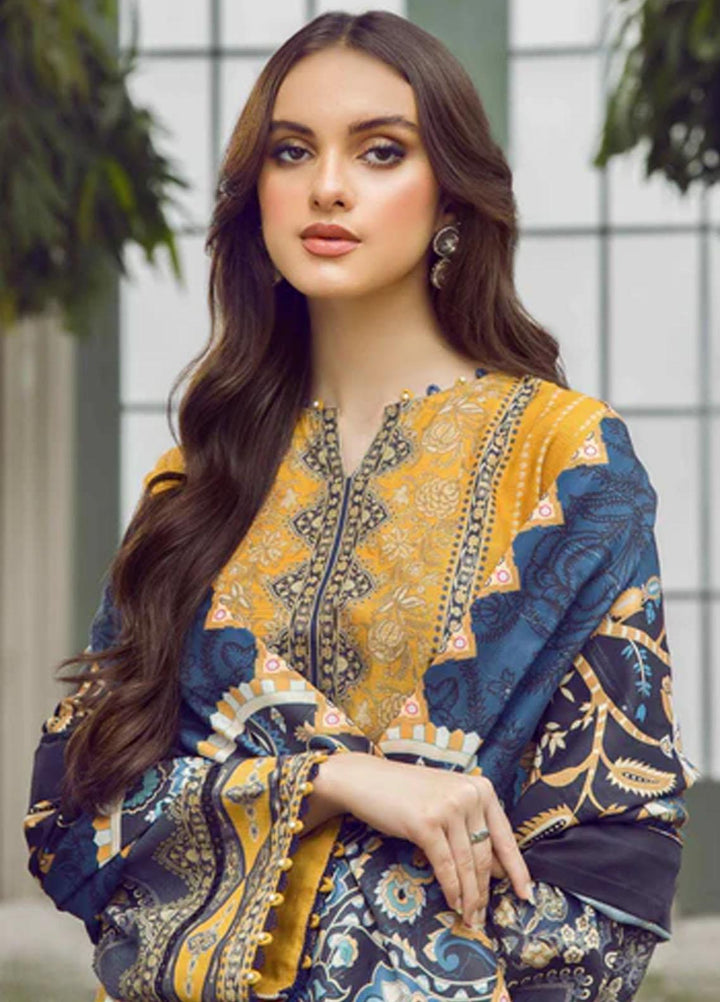 Winter Blossoms By Seran Embroidered Khaddar Suits Unstitched 3 Piece SRN22WB 03 Marigold - Winter Collection