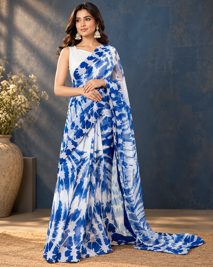 Imran Aftab RTW Printed Chiffon Saree IASC 08 - Festive Collection