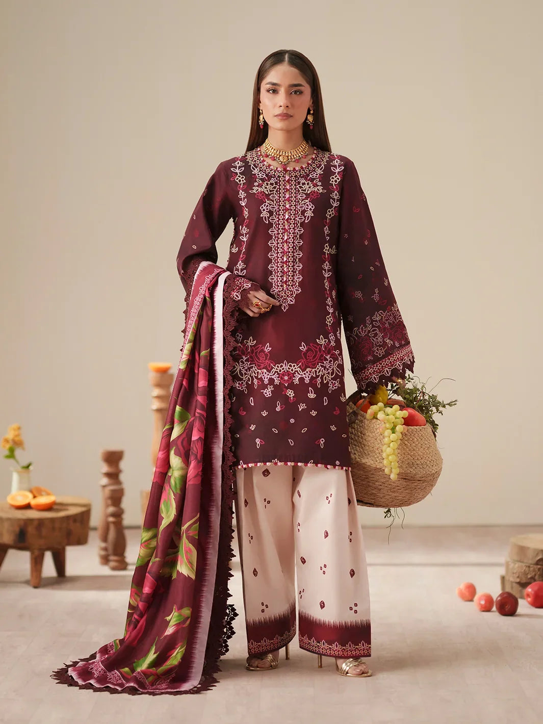 JoJo by Bin Ilyas Unstitched Embroidered Lawn 3 Piece Suit BI26UJJ D-81B - Summer Collection