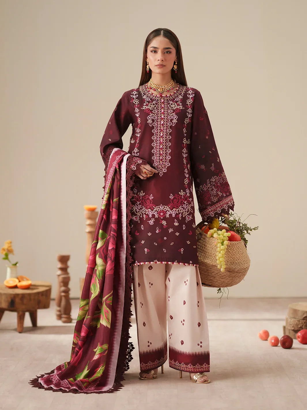 JoJo by Bin Ilyas Unstitched Embroidered Lawn 3 Piece Suit BI26UJJ D-81B - Summer Collection