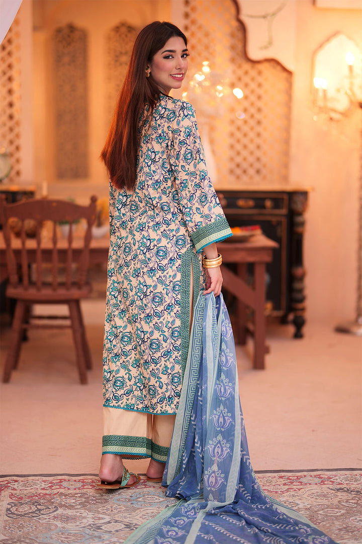 Senorita Women RTW Women Fawn and Multicolor Casual 3 Piece Suit Cotton Lawn Printed LAD-02335 - Summer Collection