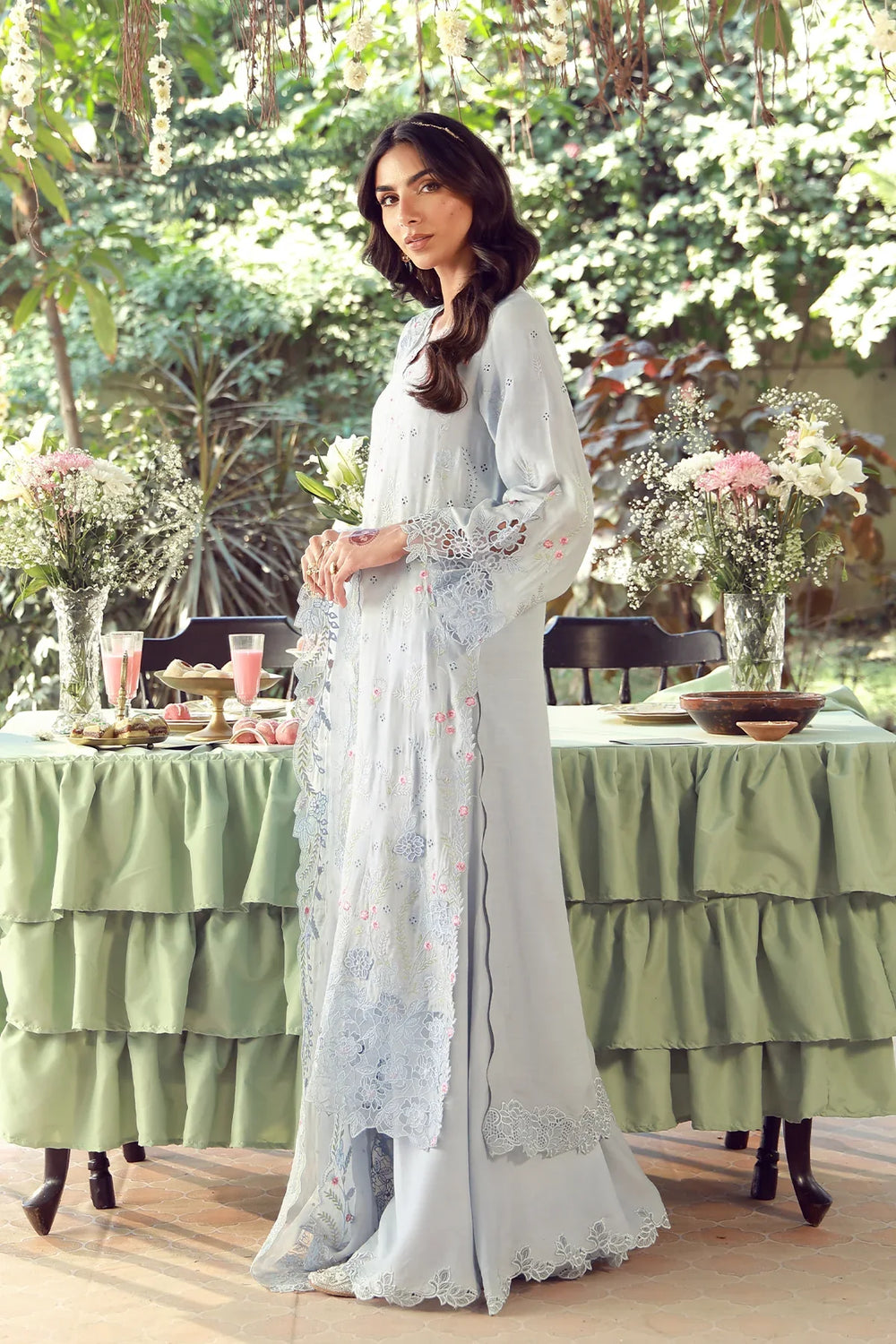 Sahar Unstitched Embroidered Raw Silk Bluebell Serenade 3 Piece Suit SS1-26-FE-02 - Summer Collection