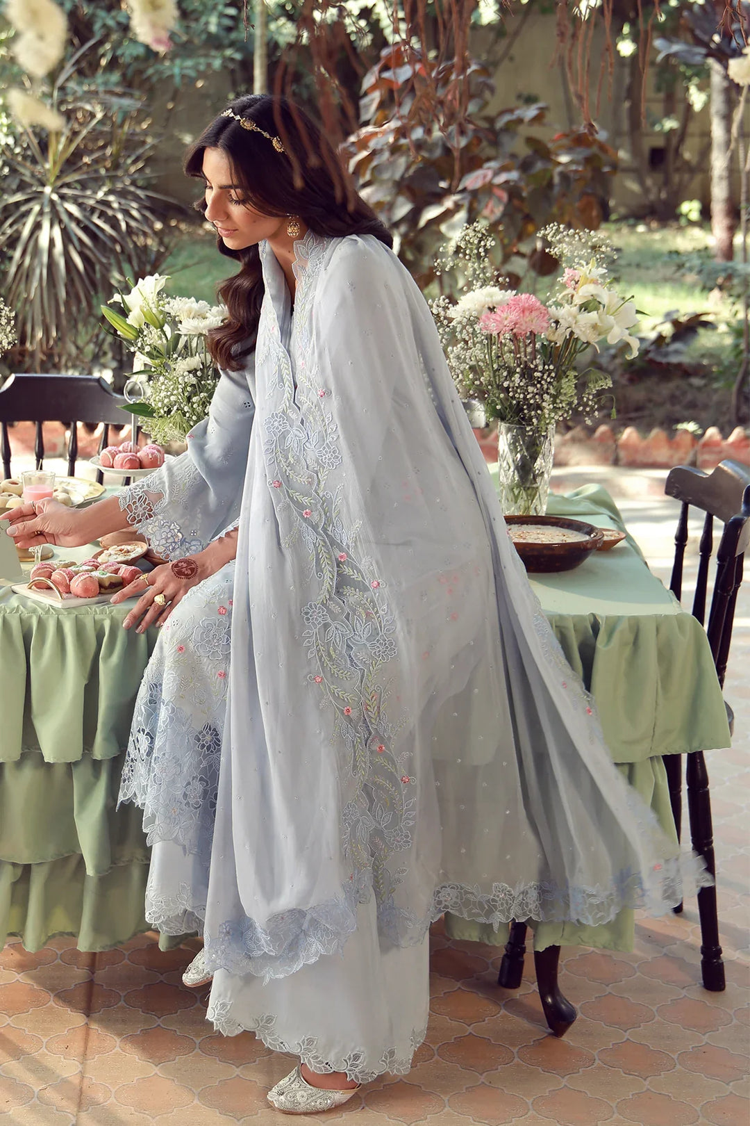 Sahar Unstitched Embroidered Raw Silk Bluebell Serenade 3 Piece Suit SS1-26-FE-02 - Summer Collection