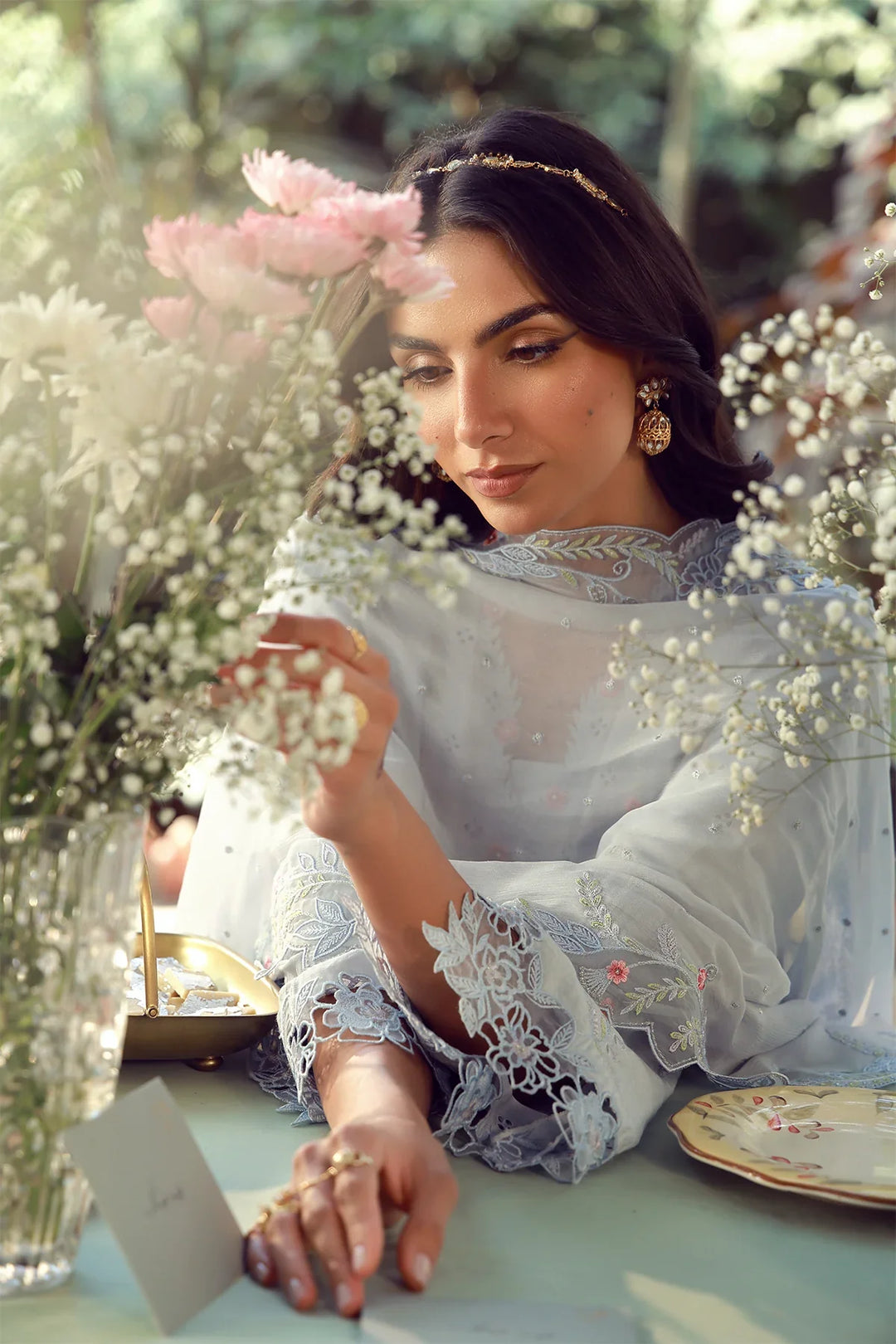 Sahar Unstitched Embroidered Raw Silk Bluebell Serenade 3 Piece Suit SS1-26-FE-02 - Summer Collection