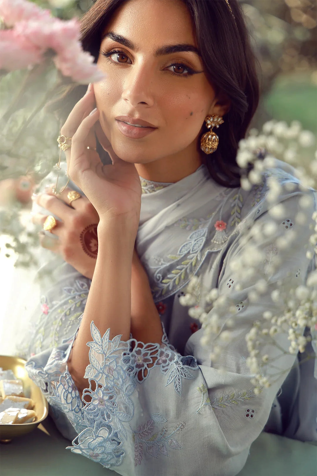 Sahar Unstitched Embroidered Raw Silk Bluebell Serenade 3 Piece Suit SS1-26-FE-02 - Summer Collection