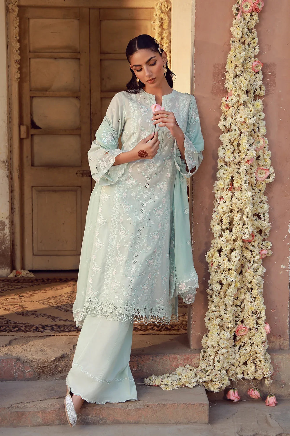Sahar Unstitched Chikankari Lawn Mist Of Marrakech 3 Piece Suit CK-26-V2-03 - Summer Collection