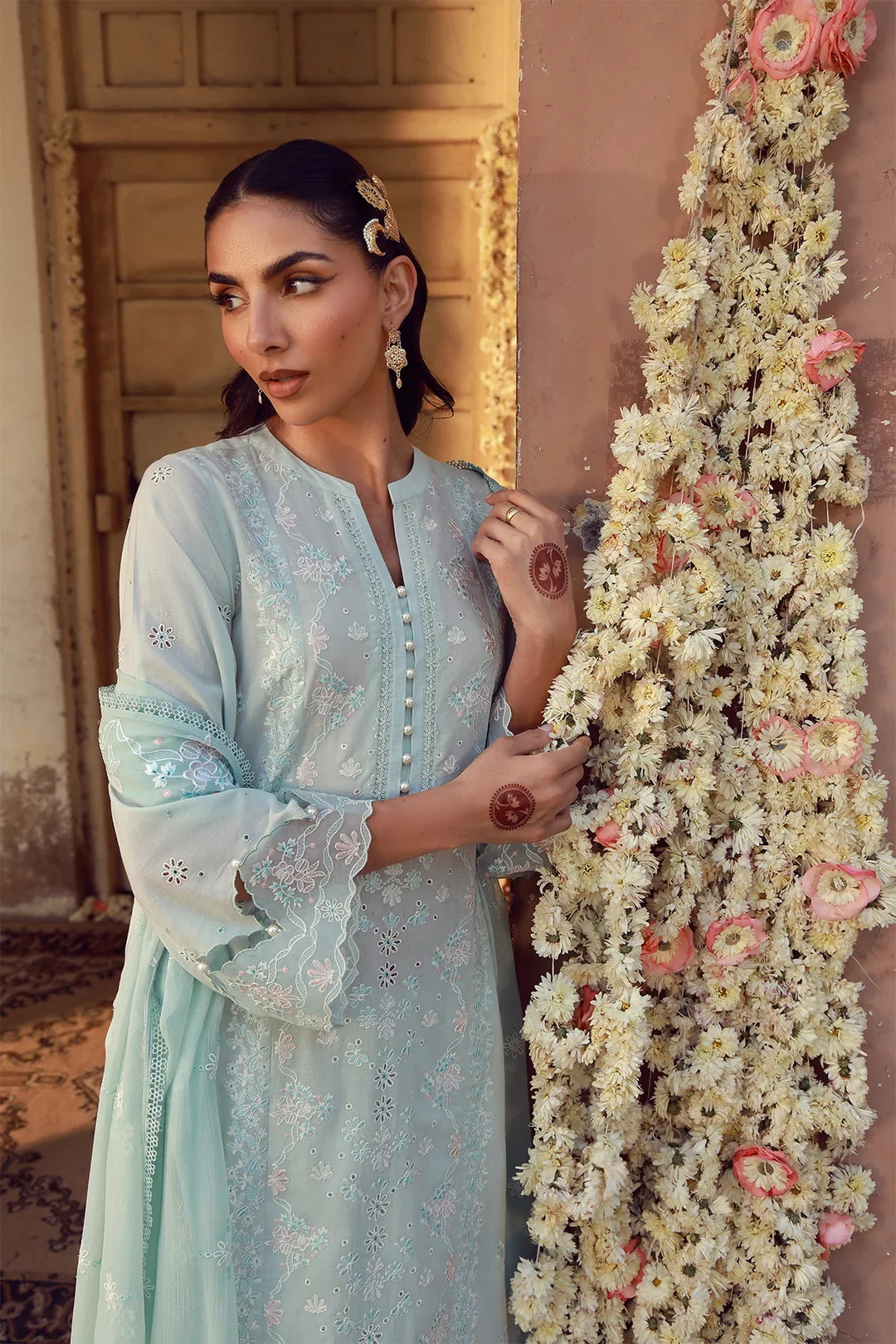 Sahar Unstitched Chikankari Lawn Mist Of Marrakech 3 Piece Suit CK-26-V2-03 - Summer Collection
