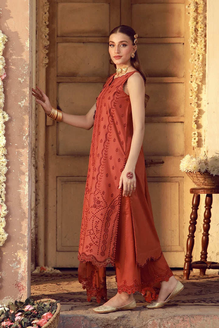 Sahar Unstitched Chikankari Lawn Rustic Dawn 3 Piece Suit CK-26-V2-02 - Summer Collection