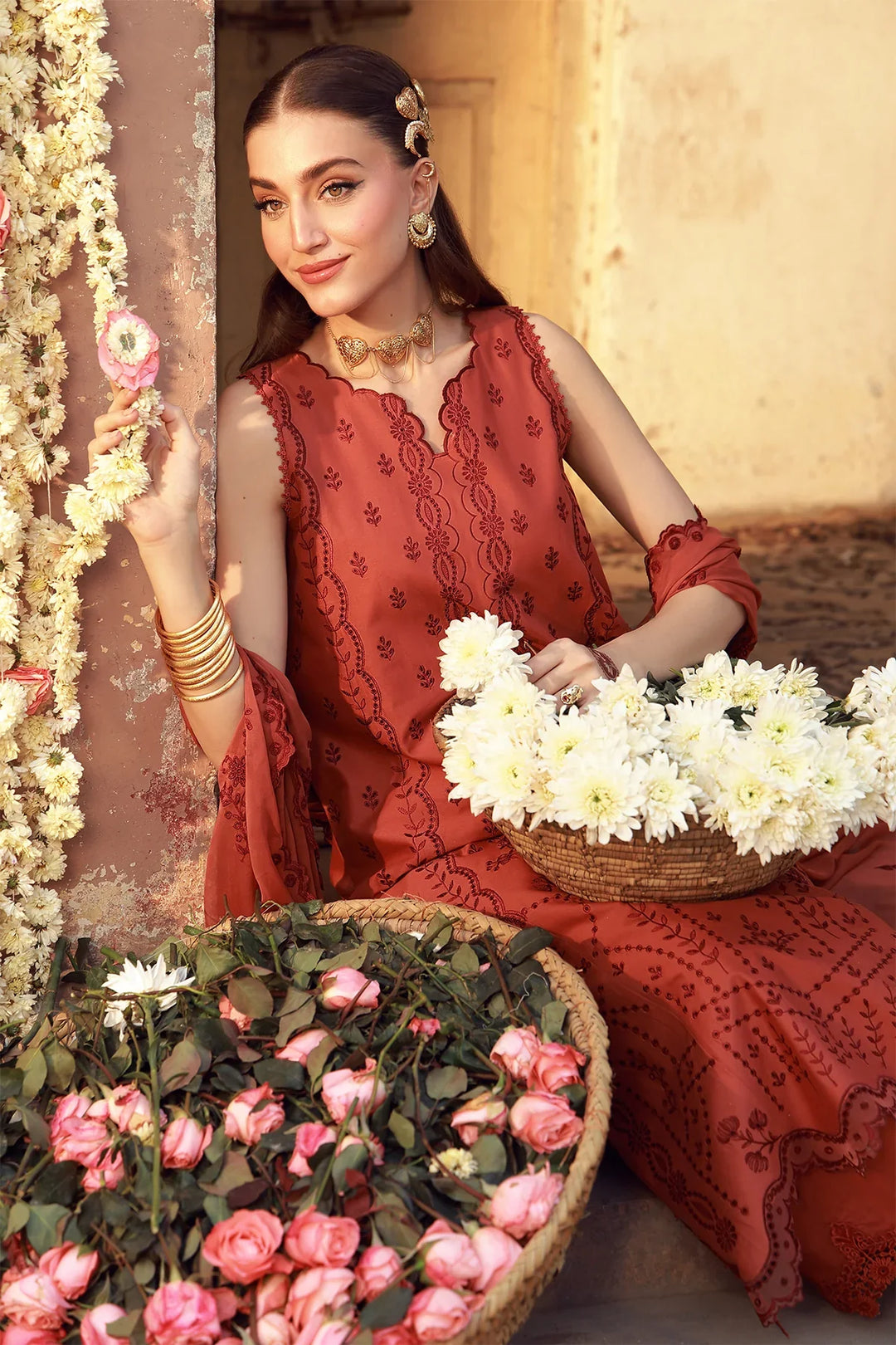 Sahar Unstitched Chikankari Lawn Rustic Dawn 3 Piece Suit CK-26-V2-02 - Summer Collection