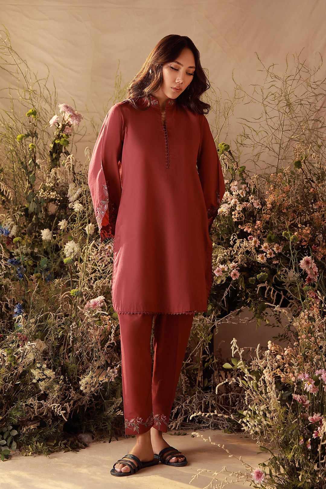 Sahar Women Pret Essentials Embroidered Cambric Blossom Co-Ord Sets - Summer Collection