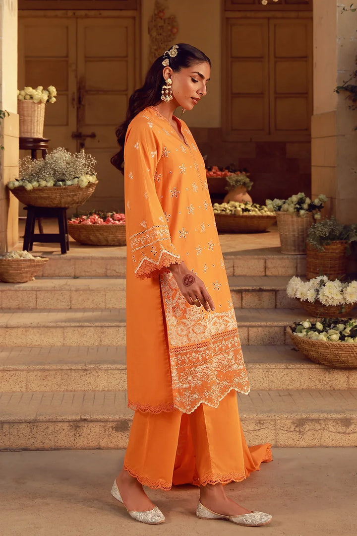 Sahar Unstitched Chikankari Lawn Marigold Fiesta 3 Piece Suit CK-26-V2-06 - Summer Collection