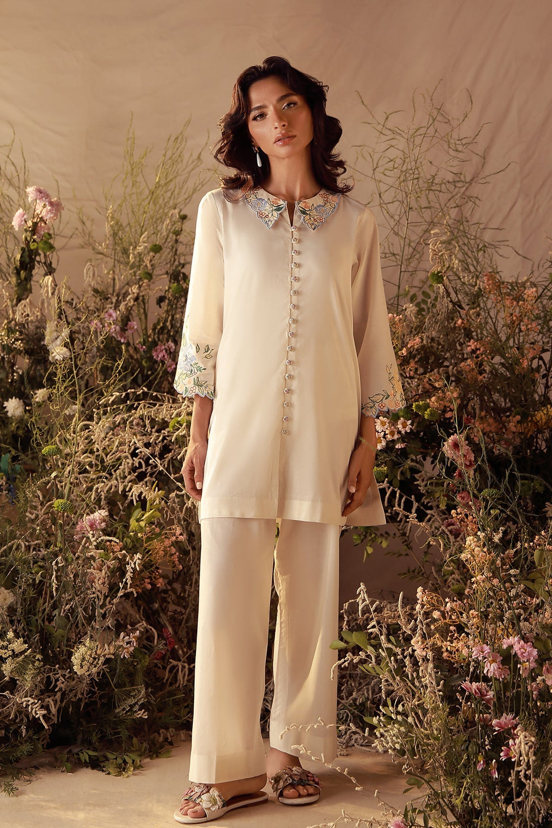 Sahar Women Pret Essentials Embroidered Cambric Daisy Co-Ord Sets - Summer Collection