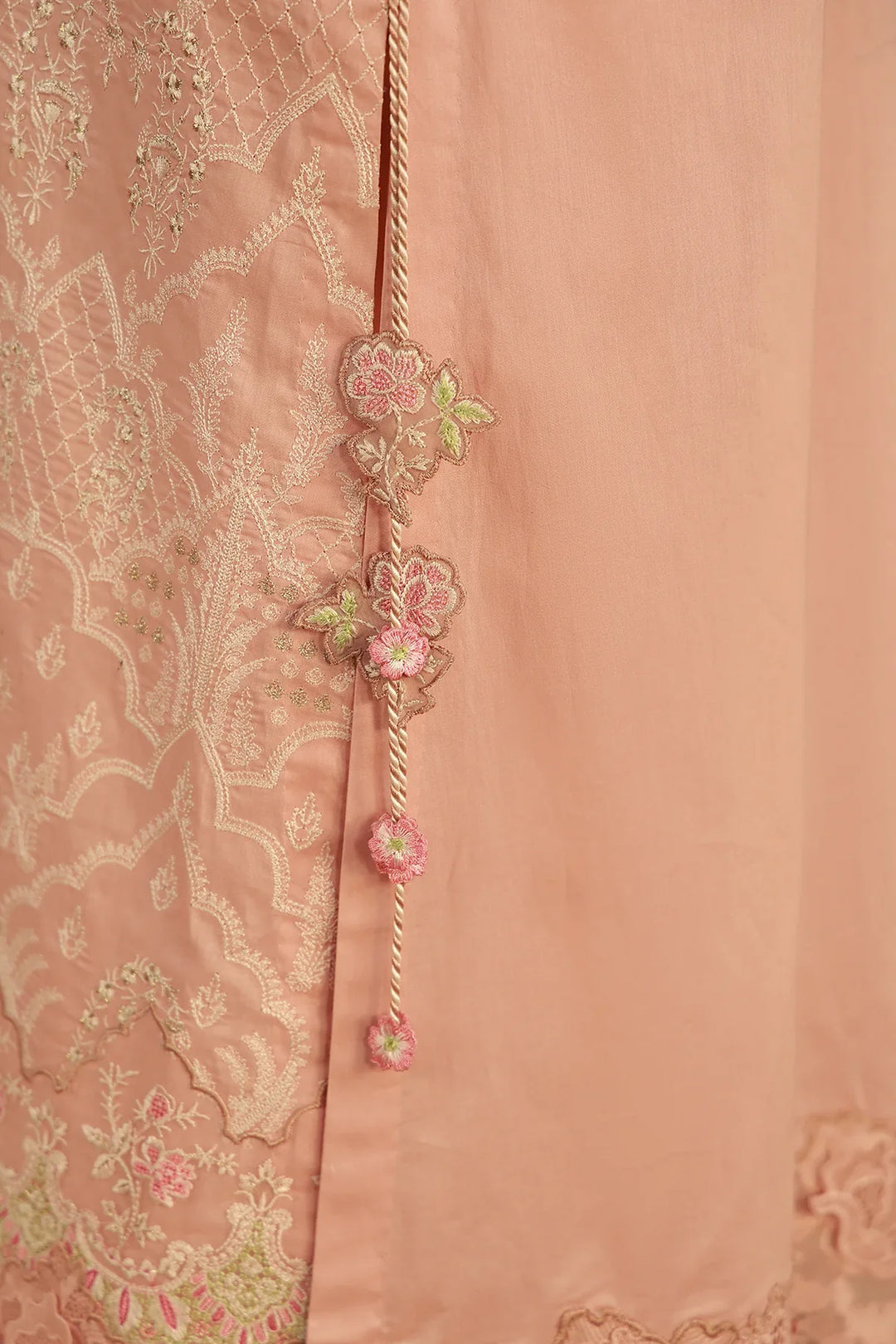 Sahar Unstitched Chikankari Lawn Peach Blosoom Muse 3 Piece Suit CK-26-V2-01 - Summer Collection