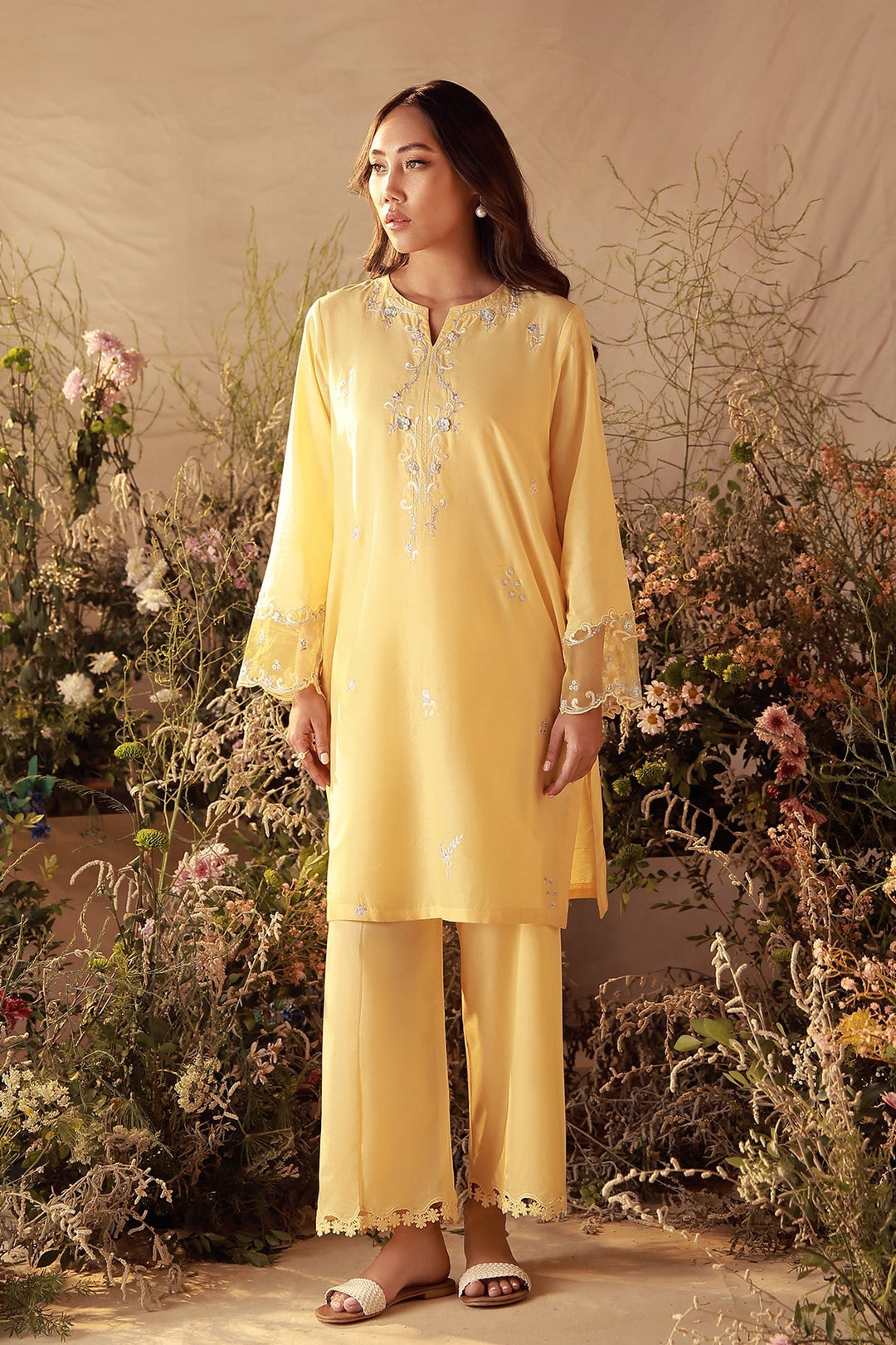 Sahar Women Pret Essentials Embroidered Cambric Buttercup Co-Ord Sets - Summer Collection