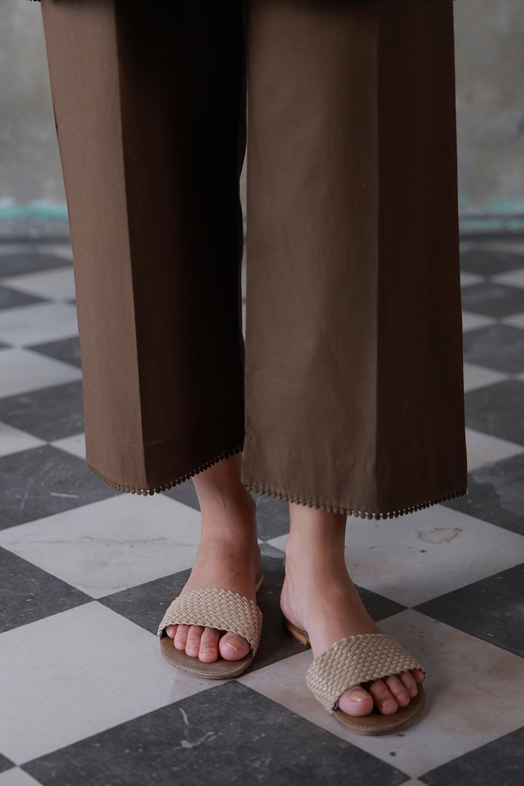 Neutral Edit by Sahar RTW Embroidered Cambric 2 Piece Suit Cocoa Casual Collection
