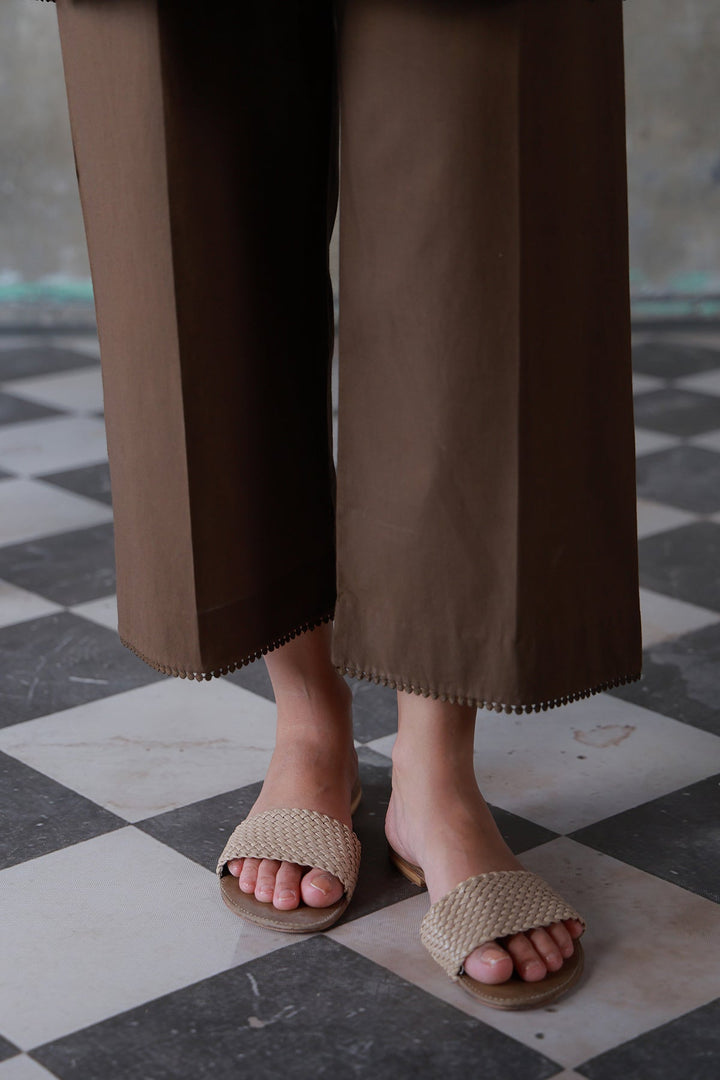 Neutral Edit by Sahar RTW Embroidered Cambric 2 Piece Suit Cocoa Casual Collection