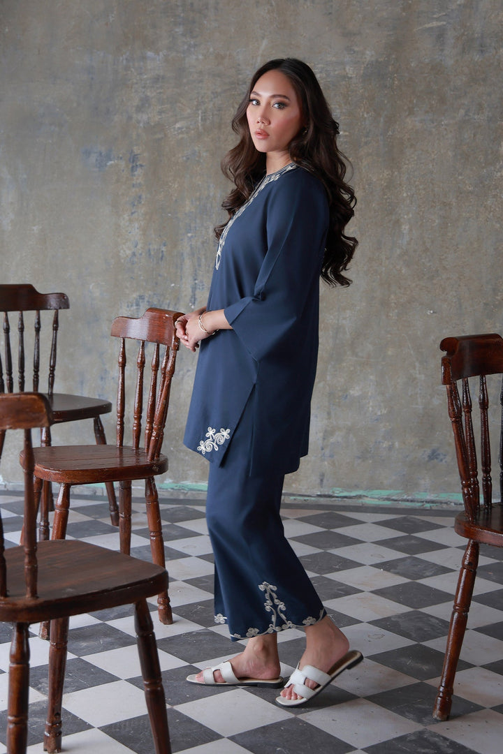 Neutral Edit by Sahar RTW Chikankari Cambric 2 Piece Suit Midnight Coil Casual Collection