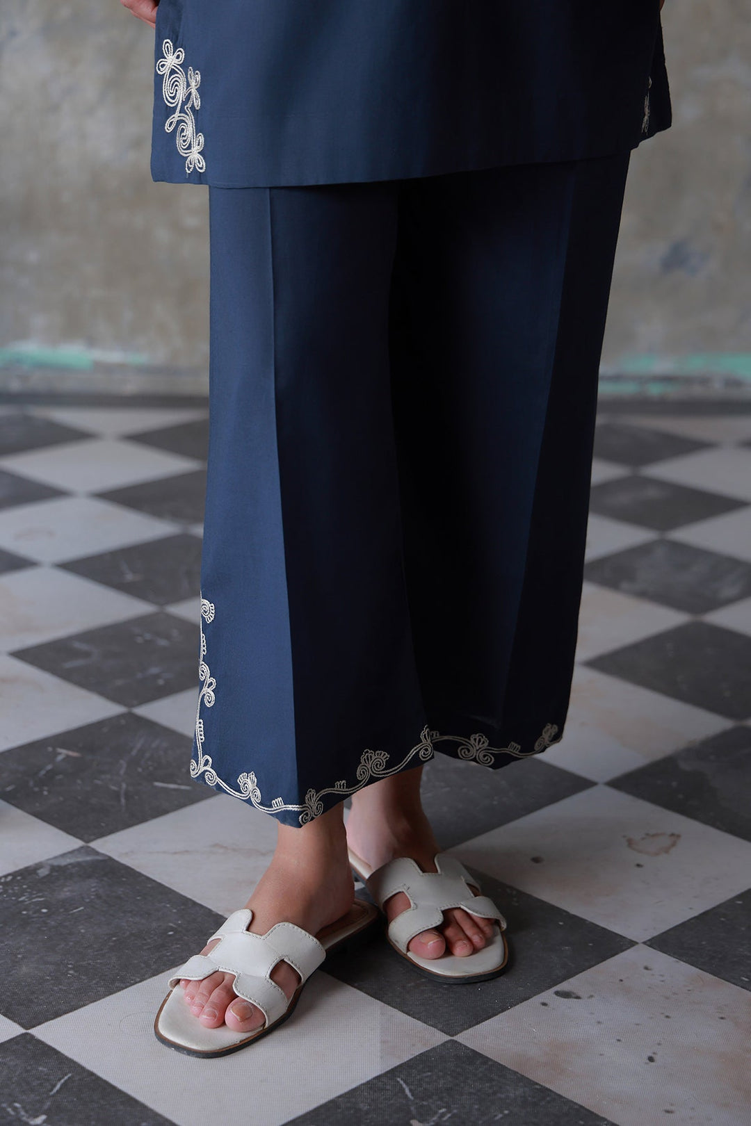 Neutral Edit by Sahar RTW Chikankari Cambric 2 Piece Suit Midnight Coil Casual Collection