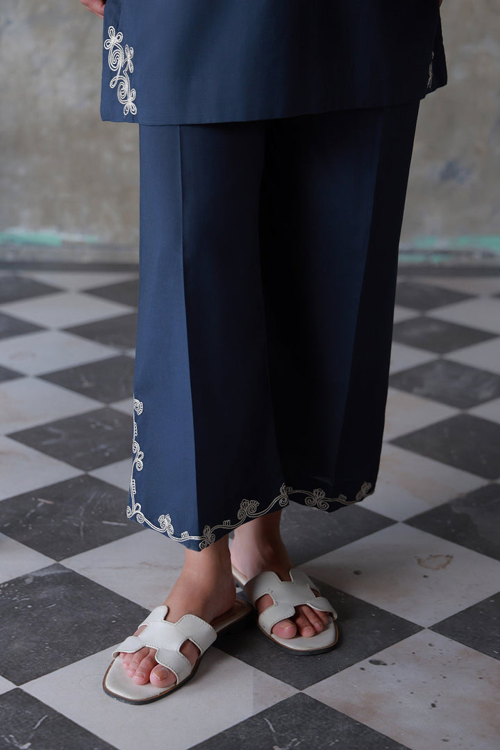 Neutral Edit by Sahar RTW Chikankari Cambric 2 Piece Suit Midnight Coil Casual Collection
