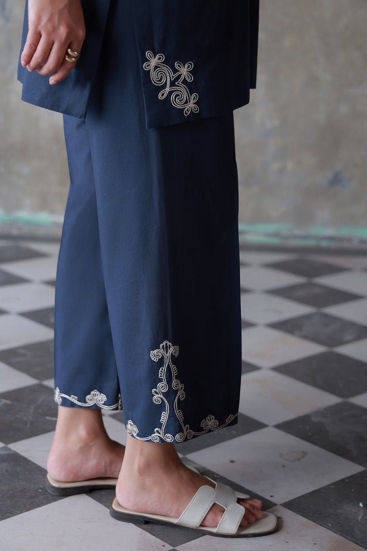 Neutral Edit by Sahar RTW Chikankari Cambric 2 Piece Suit Midnight Coil Casual Collection