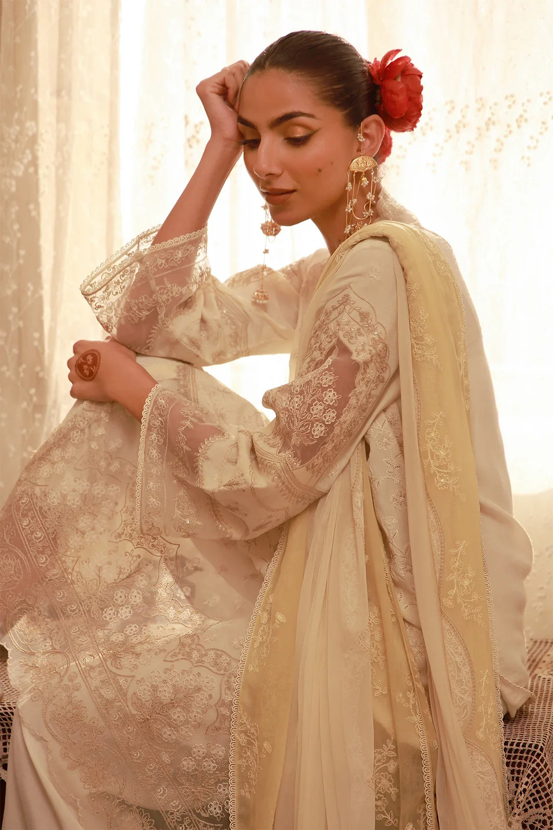 Sahar Unstitched Embroidered Raw Silk Sunlit Serai 3 Piece Suit SS1-26-FE-07 - Summer Collection
